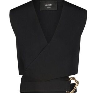 Aleexa Paris Astra Black Sleeveless Vest with Gold Buckle NWT XL